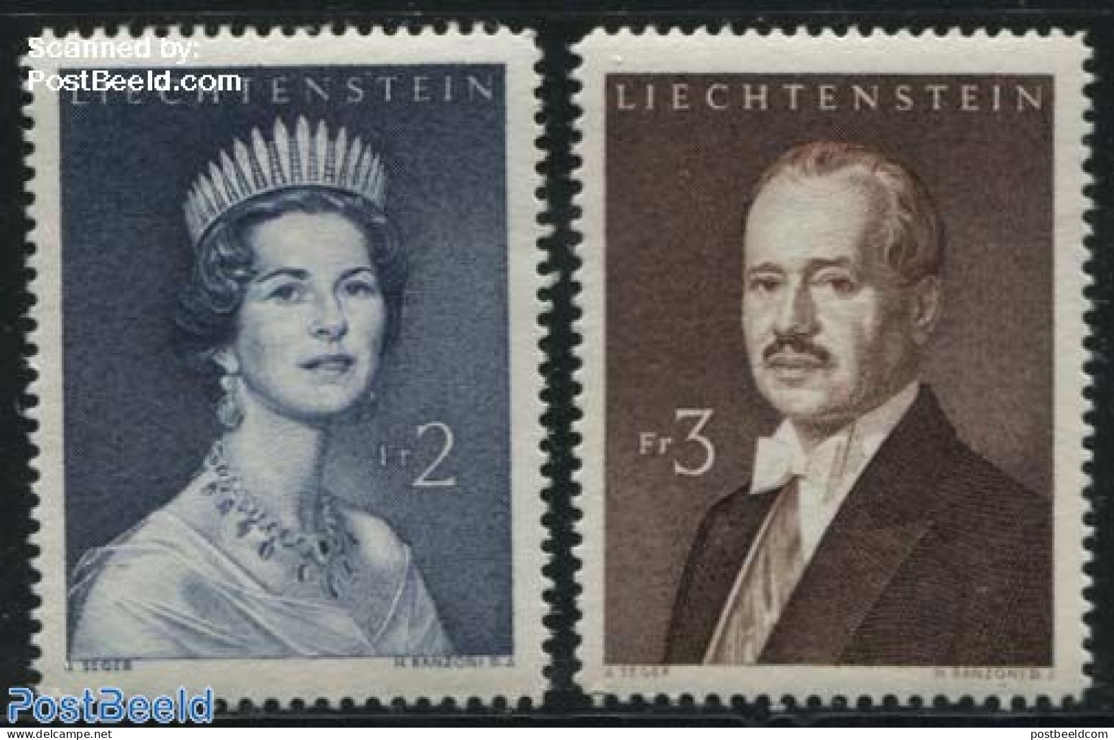Liechtenstein 1960 Definitives 2v, Mint NH, History - Kings & Queens (Royalty) - Ongebruikt
