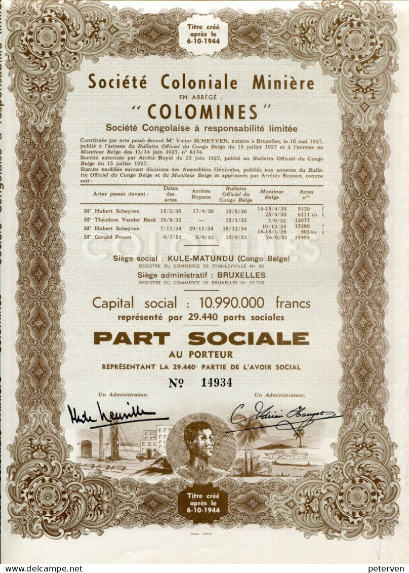 Congo Belge: "COLOMINES" - Coloniale Minière - Africa