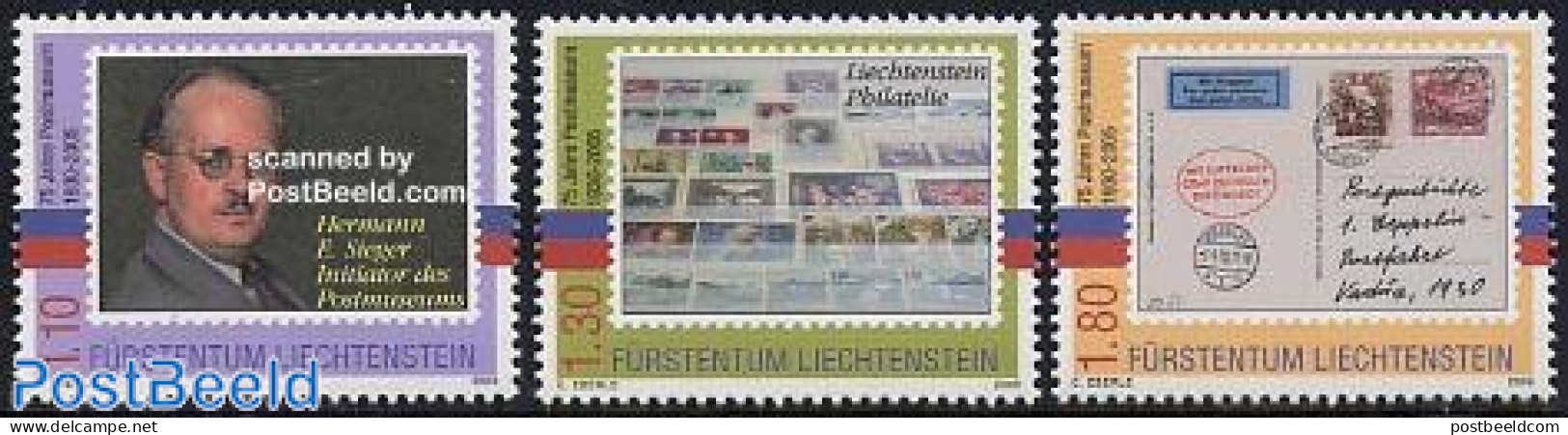 Liechtenstein 2005 Postal Museum 3v, Mint NH, Philately - Stamps On Stamps - Art - Handwriting And Autographs - Museums - Neufs