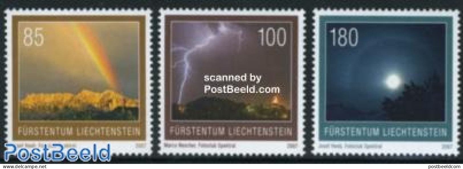 Liechtenstein 2007 Bright As Lightning 3v, Mint NH, Science - Meteorology - Neufs