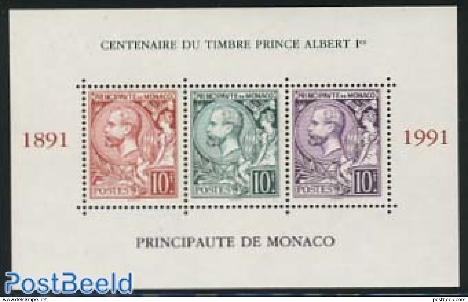 Monaco 1991 Stamp Centenary S/s, Mint NH, 100 Years Stamps - Stamps On Stamps - Unused Stamps