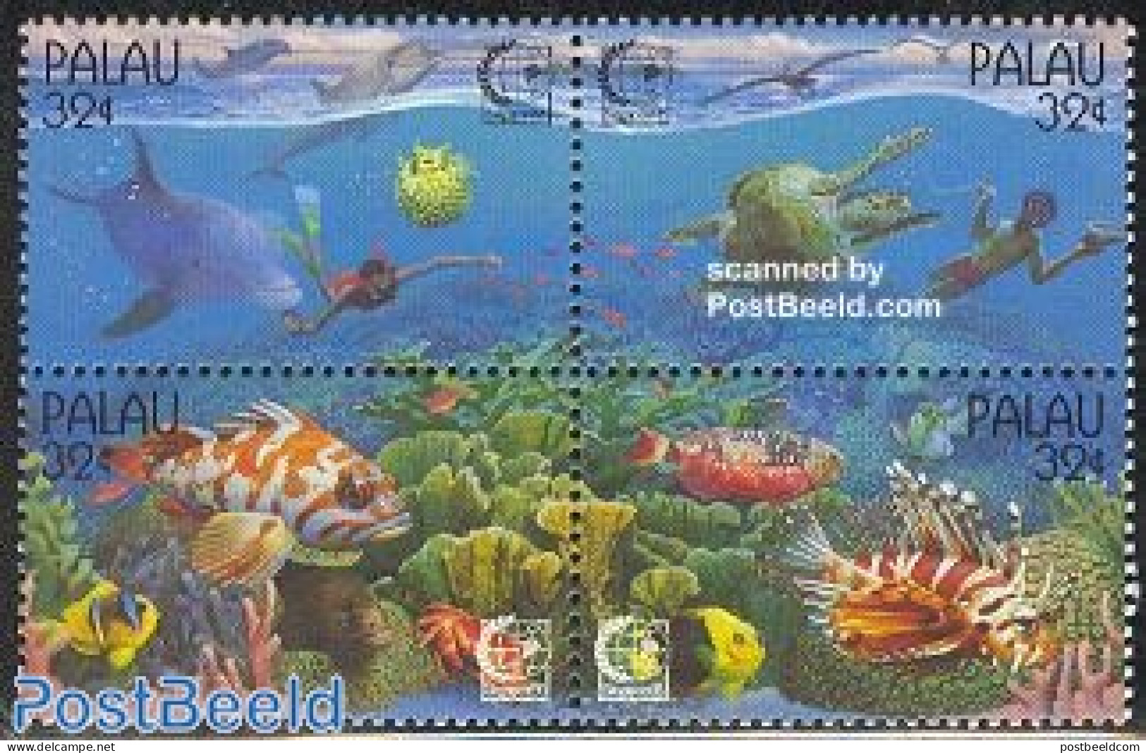 Palau 1995 Singapore 95 4v [+], Mint NH, Nature - Fish - Reptiles - Sea Mammals - Turtles - Fische