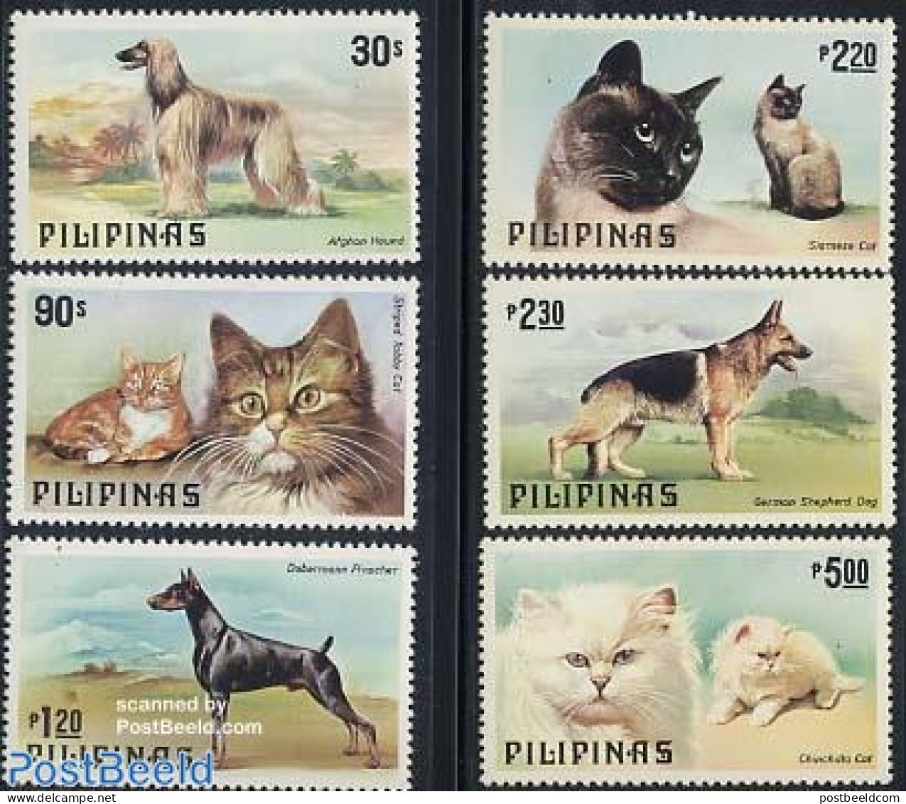 Philippines 1979 Cats & Dogs 6v, Mint NH, Nature - Cats - Dogs - Philippines