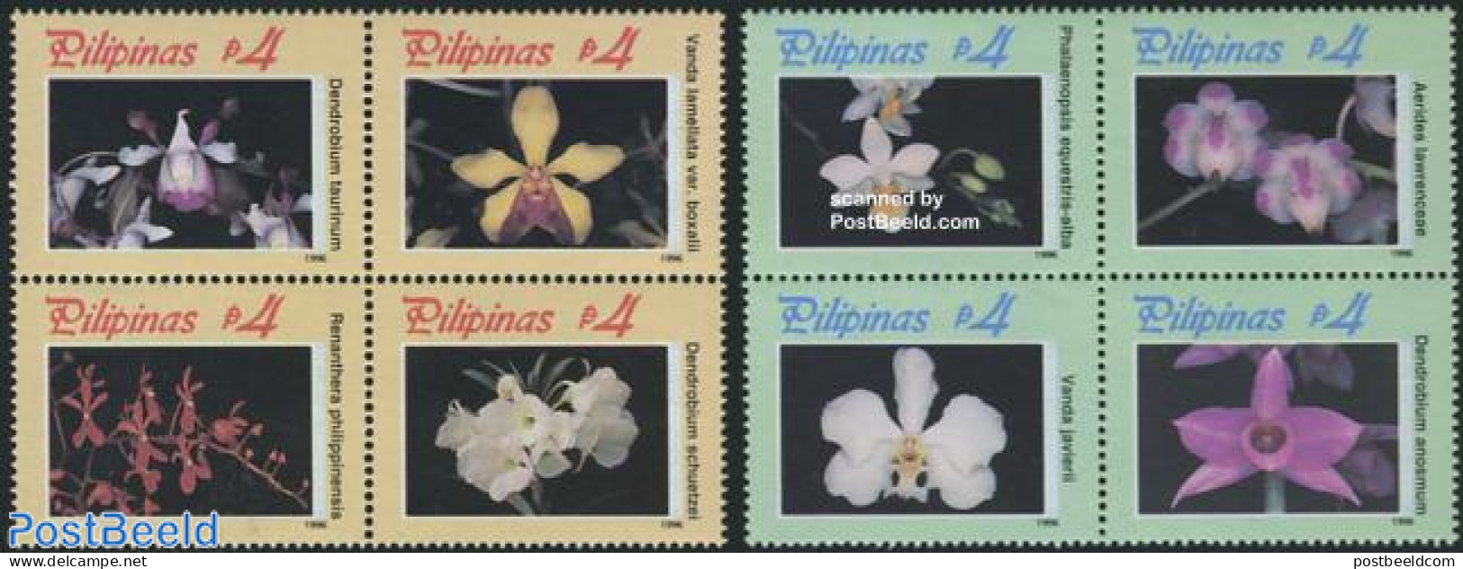 Philippines 1996 ASEANPEX, Orchids 8v (2x[+] Or [:::]), Mint NH, Nature - Flowers & Plants - Orchids - Philippinen