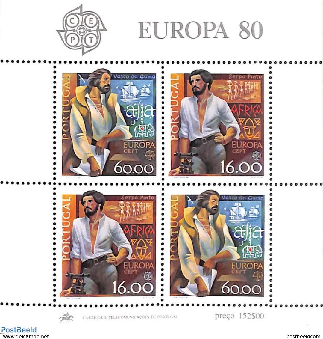 Portugal 1980 Europa, Explorers S/s, Mint NH, History - Transport - Europa (cept) - Explorers - Ships And Boats - Neufs