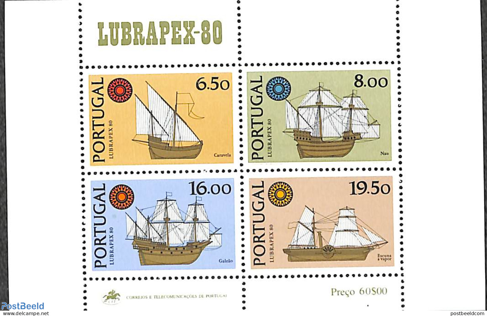 Portugal 1980 Lubrapex, Ships S/s, Mint NH, Transport - Philately - Ships And Boats - Unused Stamps