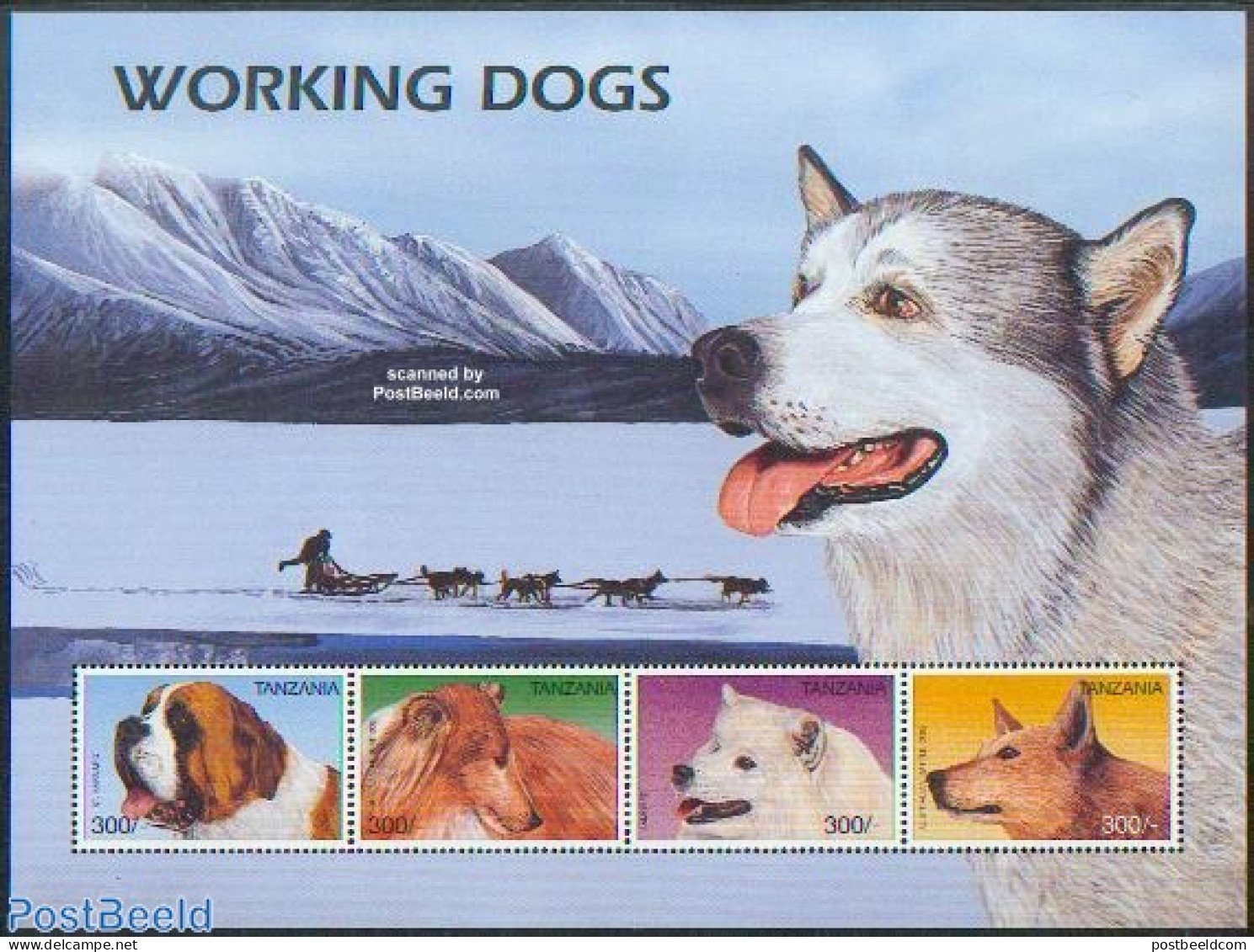 Tanzania 1996 Dogs 4v M/s, Mint NH, Nature - Dogs - Tanzanie (1964-...)