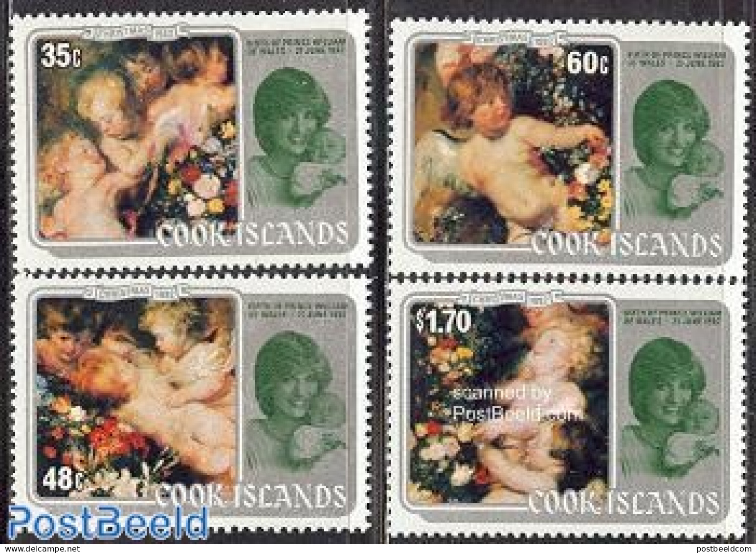 Cook Islands 1982 Christmas, Rubens 4v, Mint NH, History - Religion - Charles & Diana - Kings & Queens (Royalty) - Chr.. - Royalties, Royals