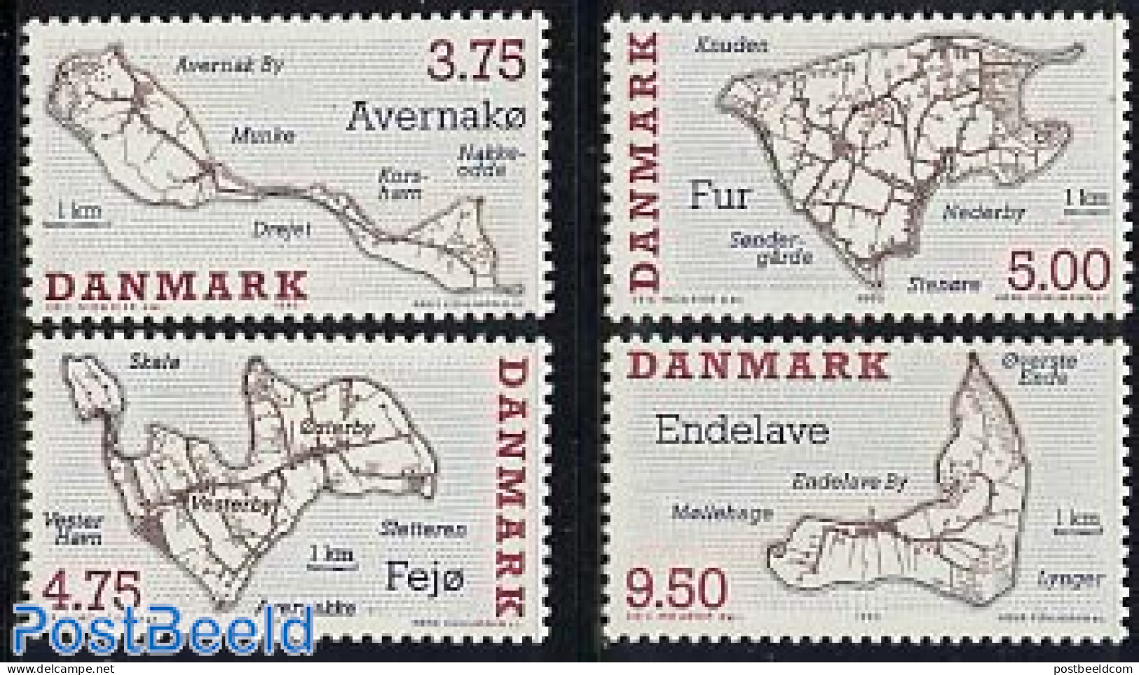Denmark 1995 Islands 4v, Mint NH, Various - Maps - Neufs