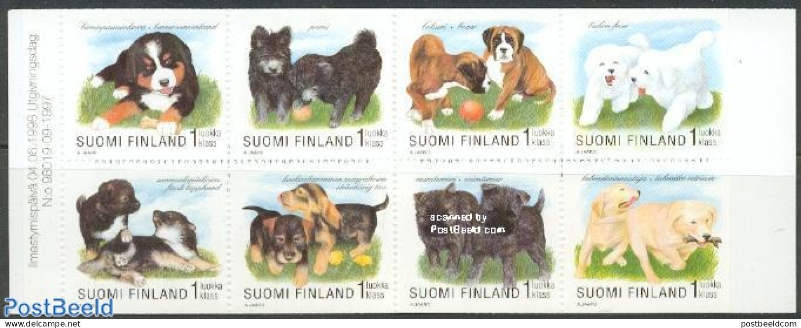Finland 1998 Dogs 8v In Booklet, Mint NH, Nature - Dogs - Stamp Booklets - Neufs