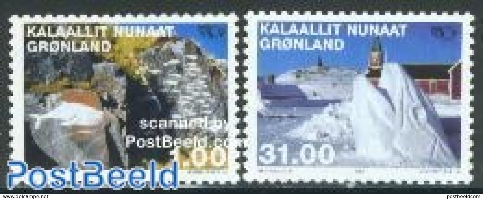 Greenland 2002 Norden 2v, Mint NH, History - Nature - Religion - Various - Europa Hang-on Issues - Fish - Churches, Te.. - Ungebraucht