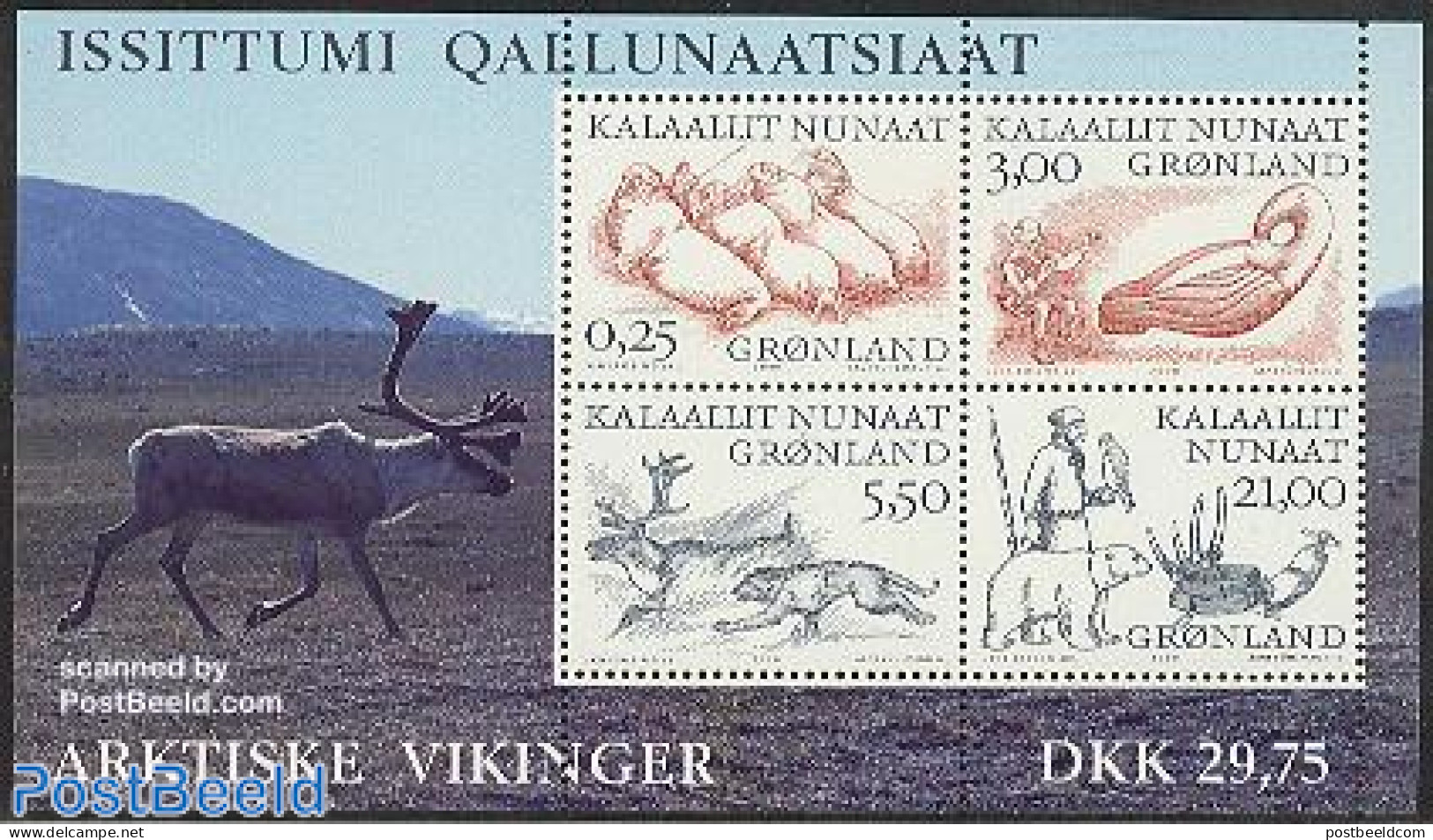 Greenland 2000 Arctic Vikings S/s, Mint NH, Nature - Animals (others & Mixed) - Bears - Sea Mammals - Neufs
