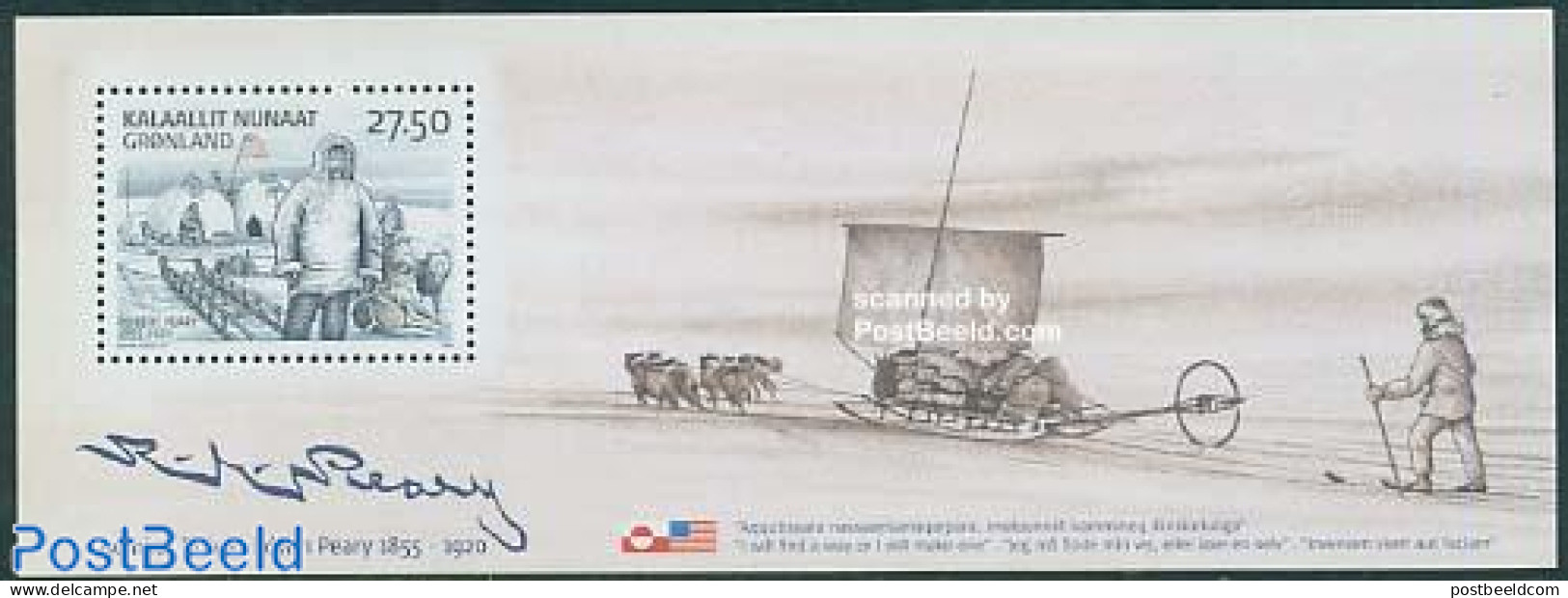 Greenland 2005 Robert Peary S/s, Mint NH, History - Nature - Explorers - Dogs - Unused Stamps
