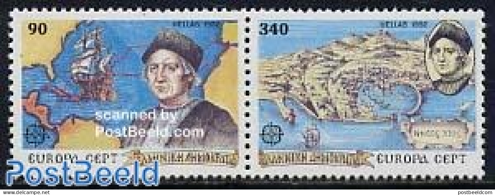 Greece 1992 Europa, Discovery Of America 2v [:], Mint NH, History - Transport - Various - Europa (cept) - Explorers - .. - Ungebraucht