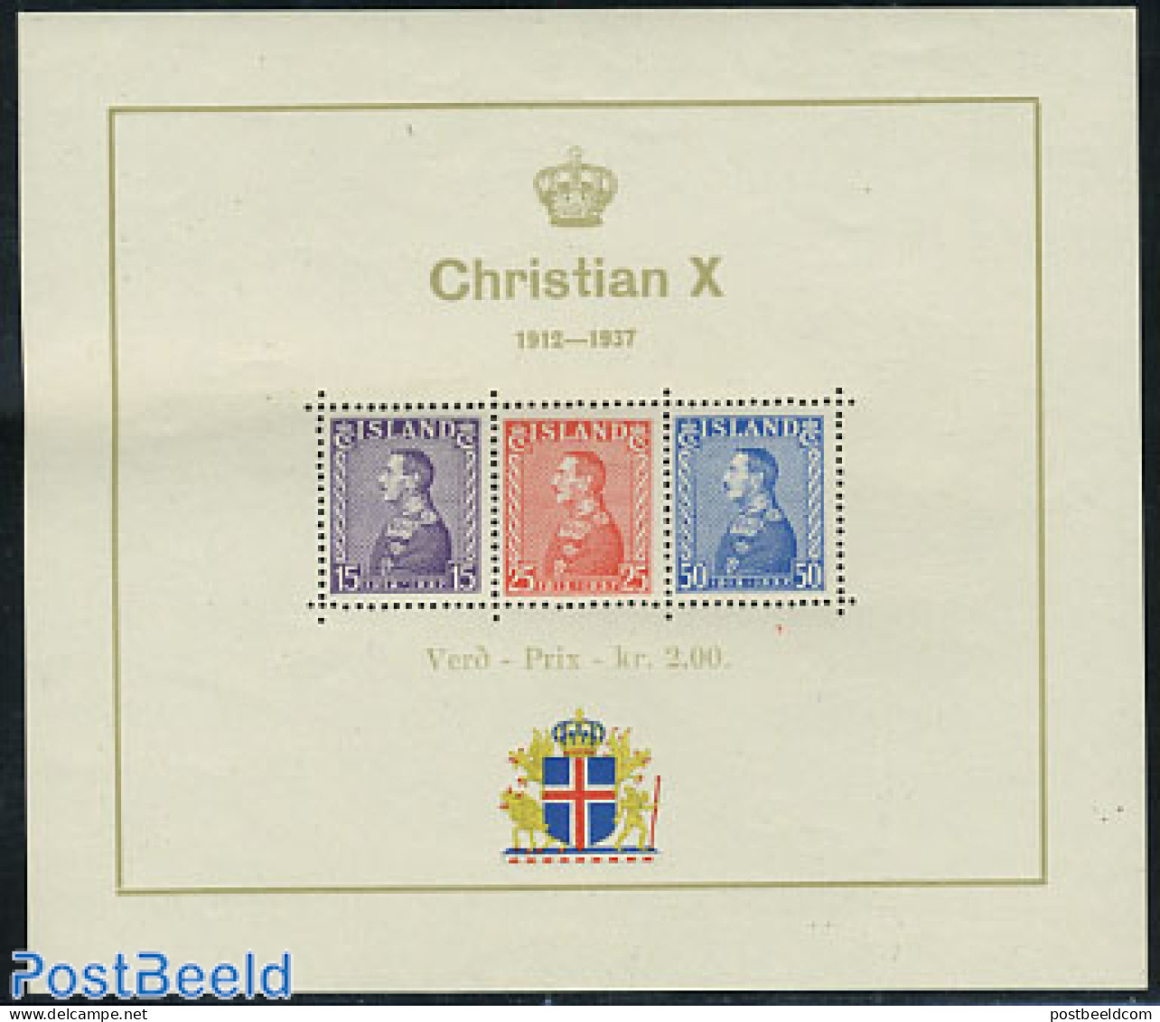 Iceland 1937 King Christian Silver Jubilee S/s, Mint NH, History - Kings & Queens (Royalty) - Ungebraucht