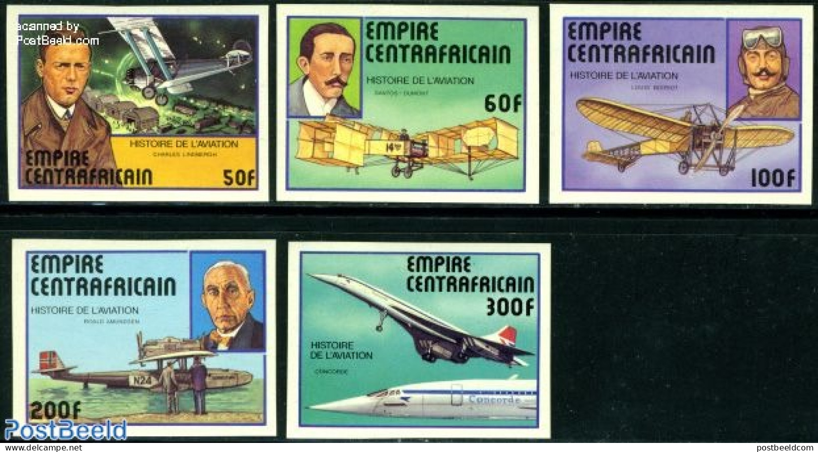 Central Africa 1977 Aviation History 5v Imperforated, Mint NH, Transport - Concorde - Aircraft & Aviation - Concorde