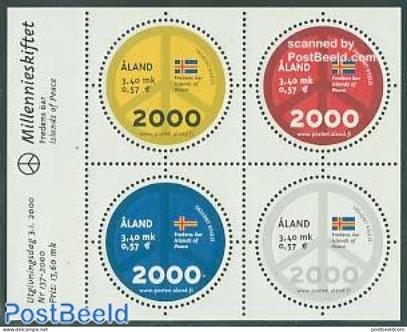 Aland 2000 New Millennium S/s, Mint NH, Various - New Year - Round-shaped Stamps - New Year