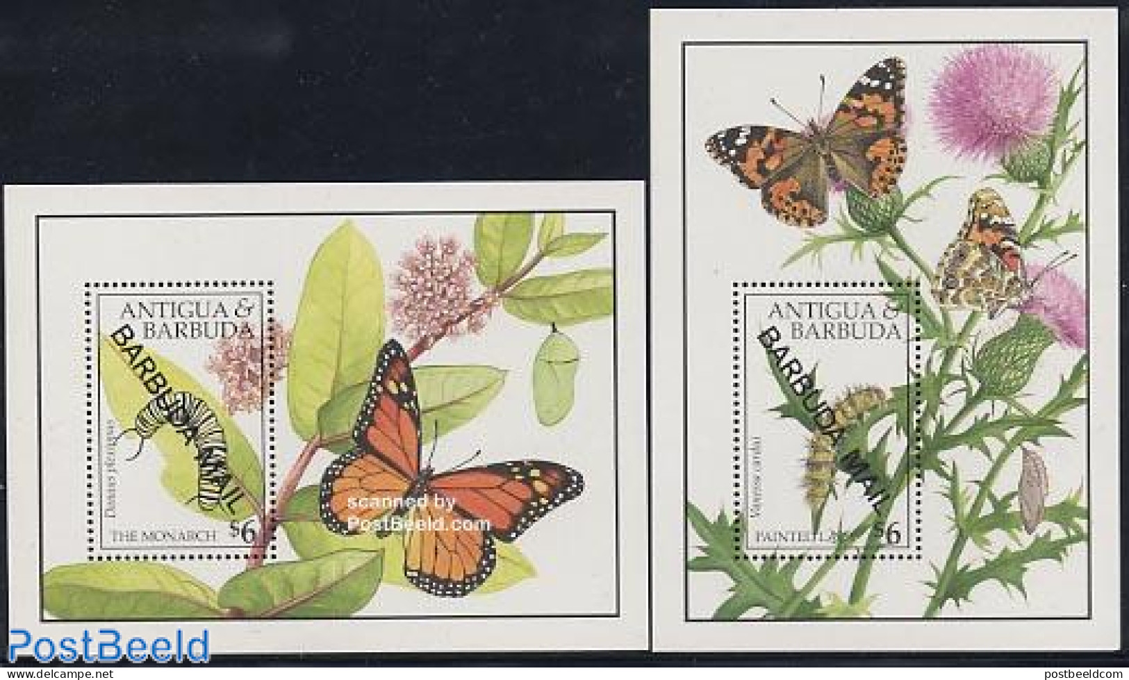 Barbuda 1991 Butterflies 2 S/s, Mint NH, Nature - Butterflies - Barbuda (...-1981)