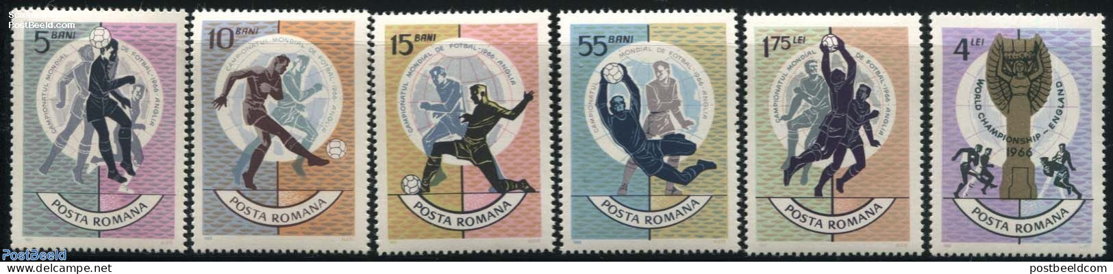 Romania 1966 World Cup Football England 6v, Mint NH, Sport - Football - Neufs