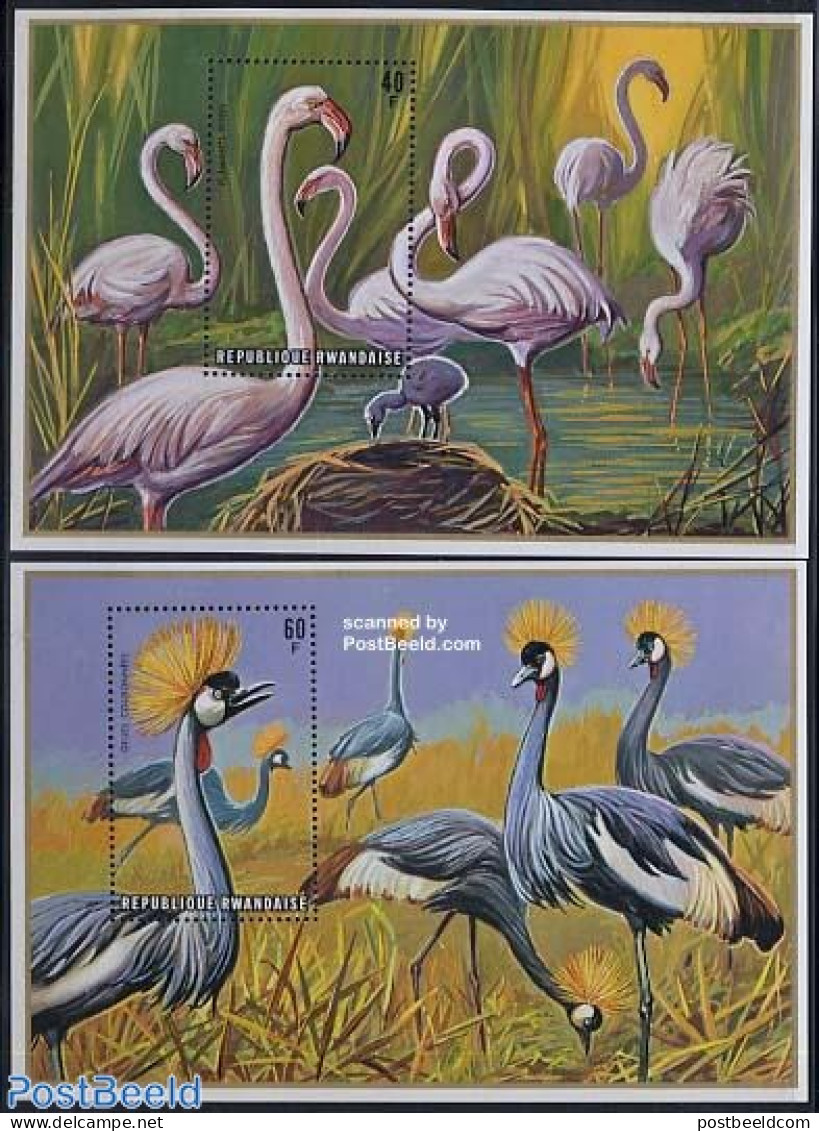 Rwanda 1975 Water Birds 2 S/s, Mint NH, Nature - Birds - Flamingo - Autres & Non Classés