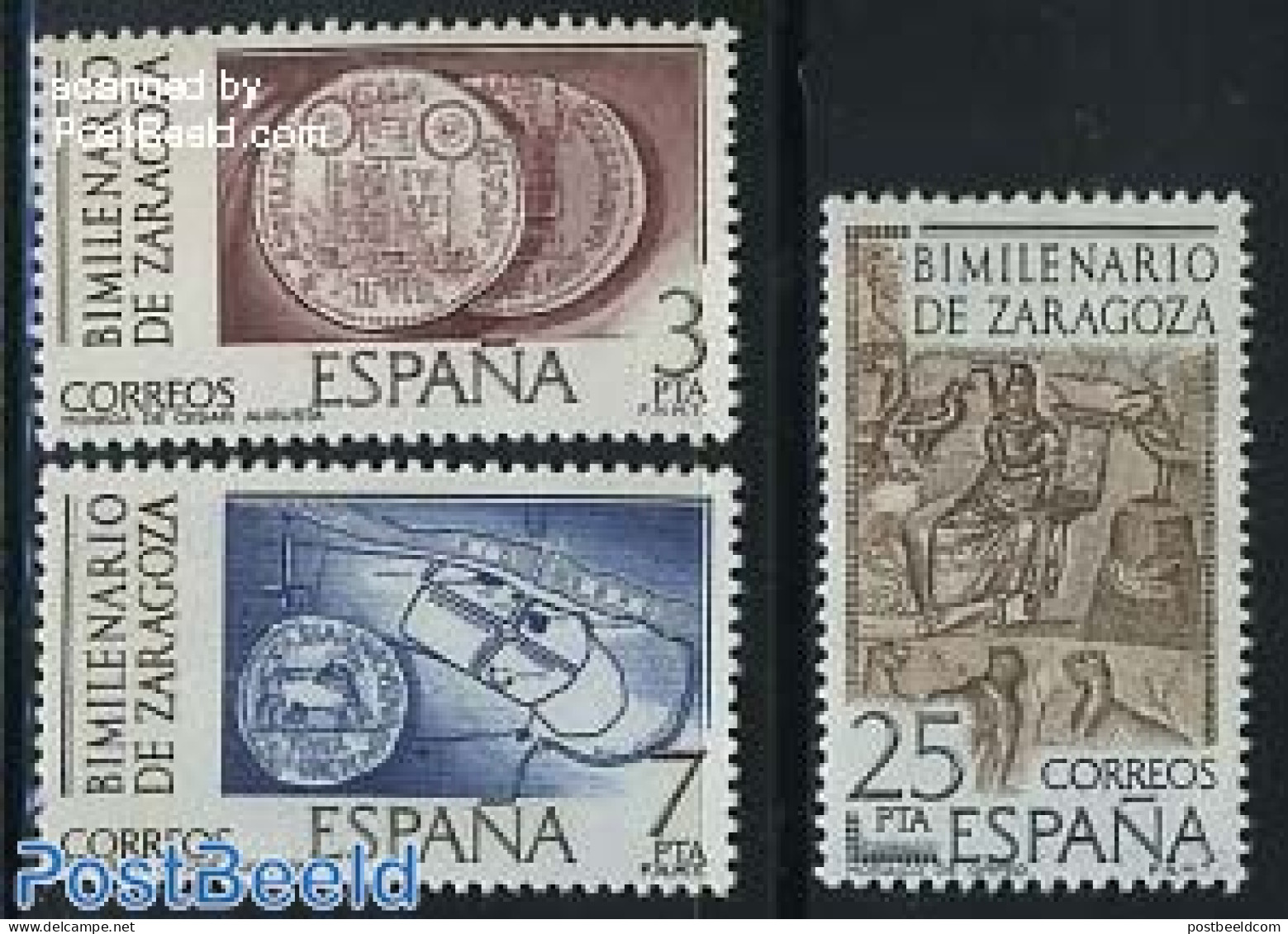 Spain 1976 2000 Years Zaragossa 3v, Mint NH, History - Various - Archaeology - Maps - Money On Stamps - Unused Stamps