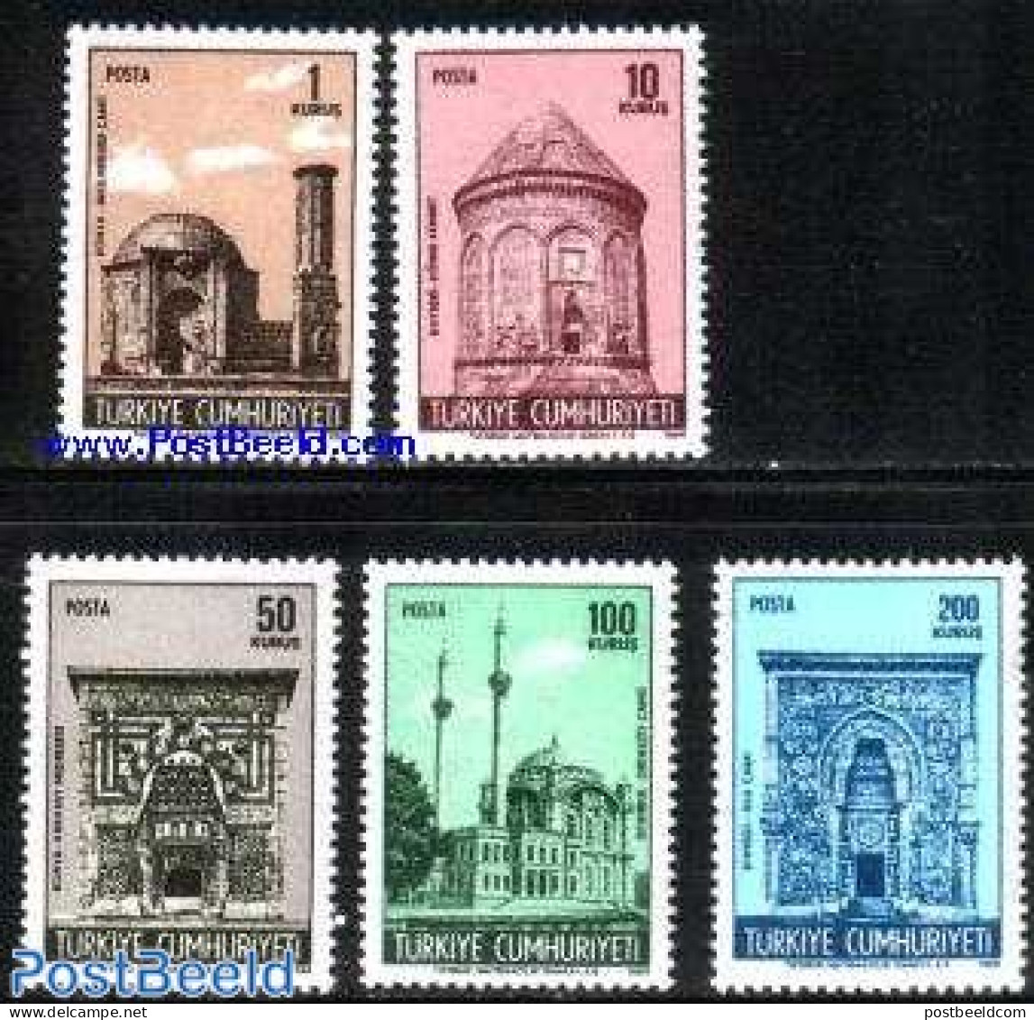 Türkiye 1968 Historical Buildings 5v, Mint NH, Religion - Churches, Temples, Mosques, Synagogues - Other & Unclassified