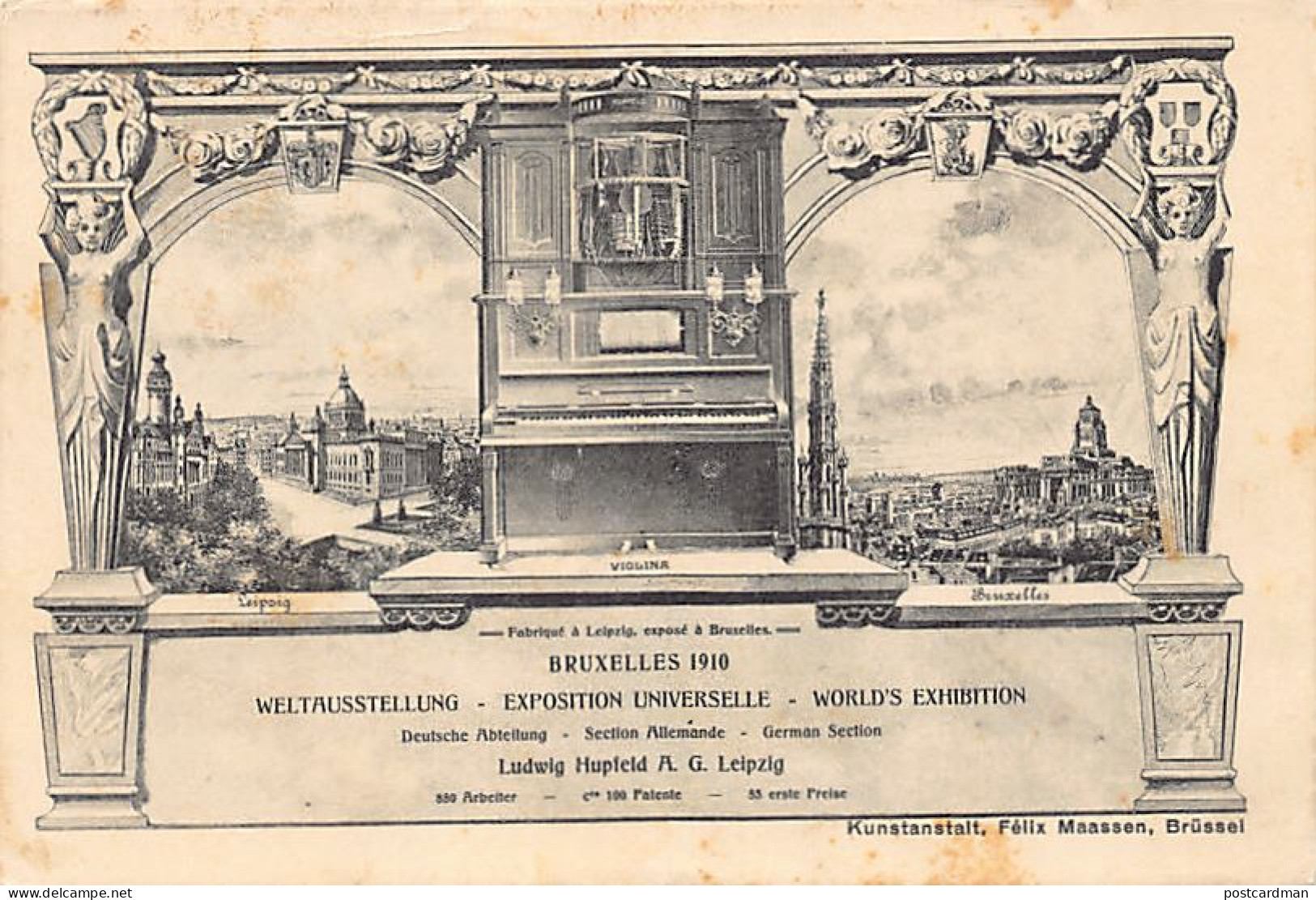 Exposition De Bruxelles 1910 - Piano Violina, Fabriqué à Leipzig - Fabricant Ludwig Hupfeld A. G. - Expositions Universelles