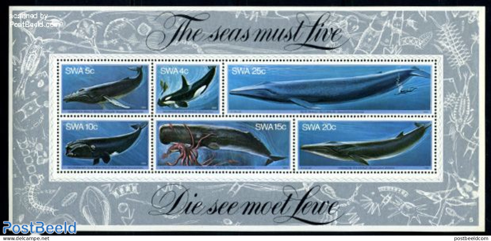 South-West Africa 1980 Whales S/s, Mint NH, Nature - Sea Mammals - Südwestafrika (1923-1990)