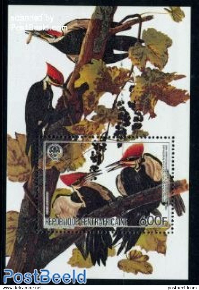 Central Africa 1985 Audubon S/s, Mint NH, Nature - Sport - Birds - Scouting - Woodpeckers - Centrafricaine (République)