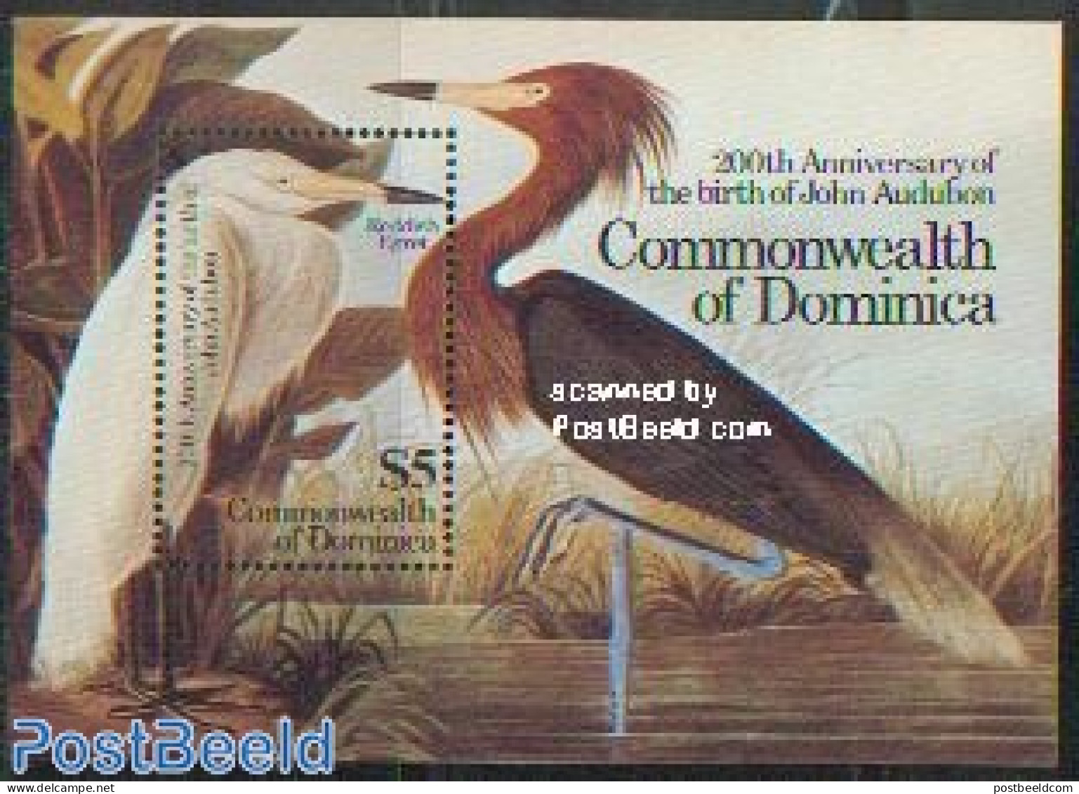 Dominica 1985 J.J. Audubon S/s, Mint NH, Nature - Birds - Dominicaanse Republiek