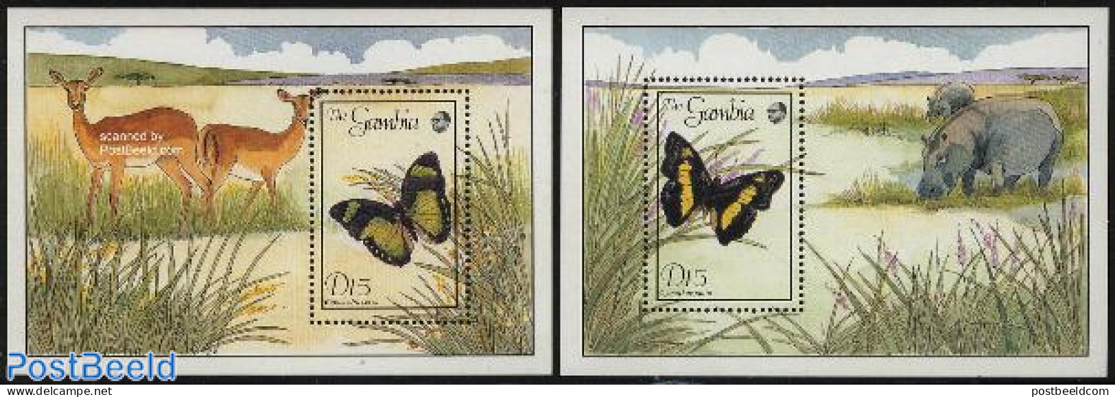 Gambia 1989 Butterflies 2 S/s, Mint NH, Nature - Butterflies - Gambie (...-1964)