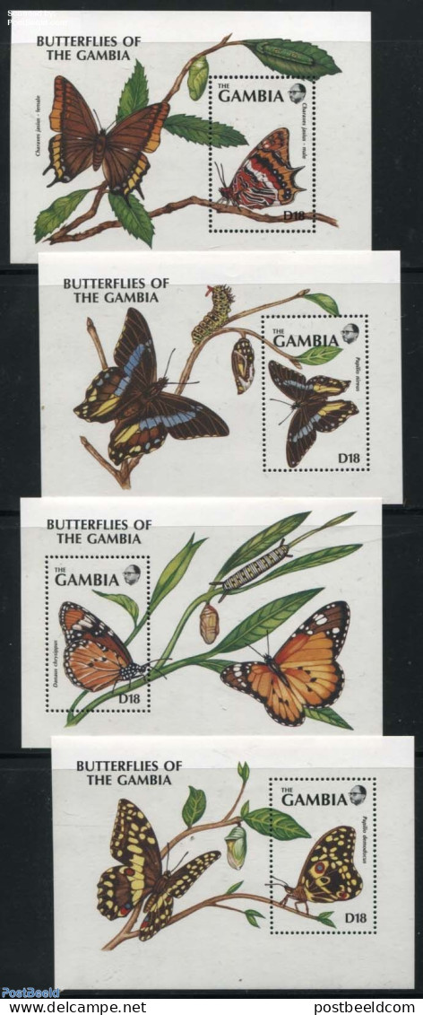Gambia 1991 Butterflies 4 S/s, Mint NH, Nature - Butterflies - Gambie (...-1964)