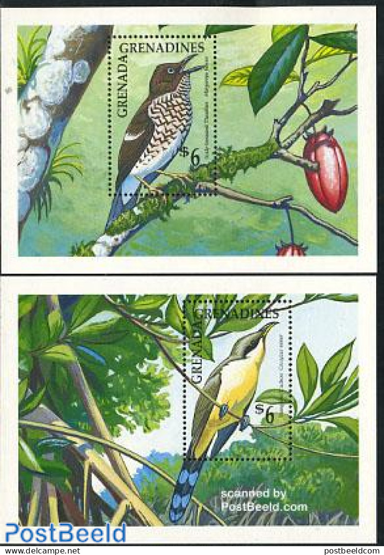 Grenada Grenadines 1990 Birds 2 S/s, Mint NH, Nature - Birds - Grenada (1974-...)