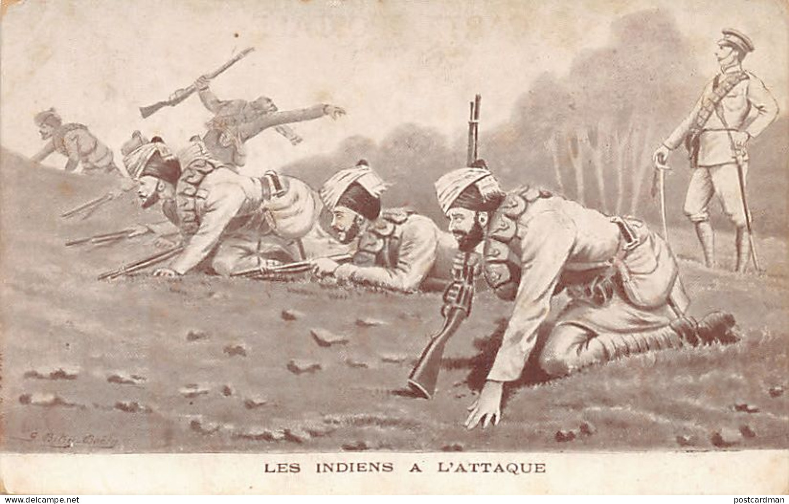 India - World War One - Indian Troops Attack - Inde