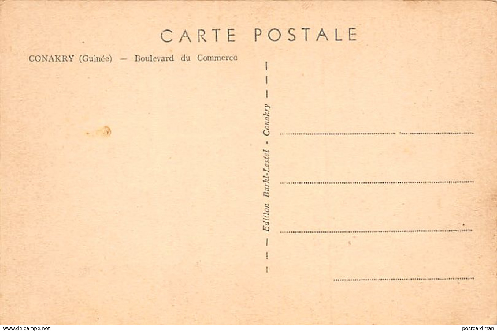Guinée - CONAKRY - Magasin Ed. Burki & Lestel, Rue Du Commerce - Éditeurs De Cartes Postales - Ed. Burki-Lestel - Guinée