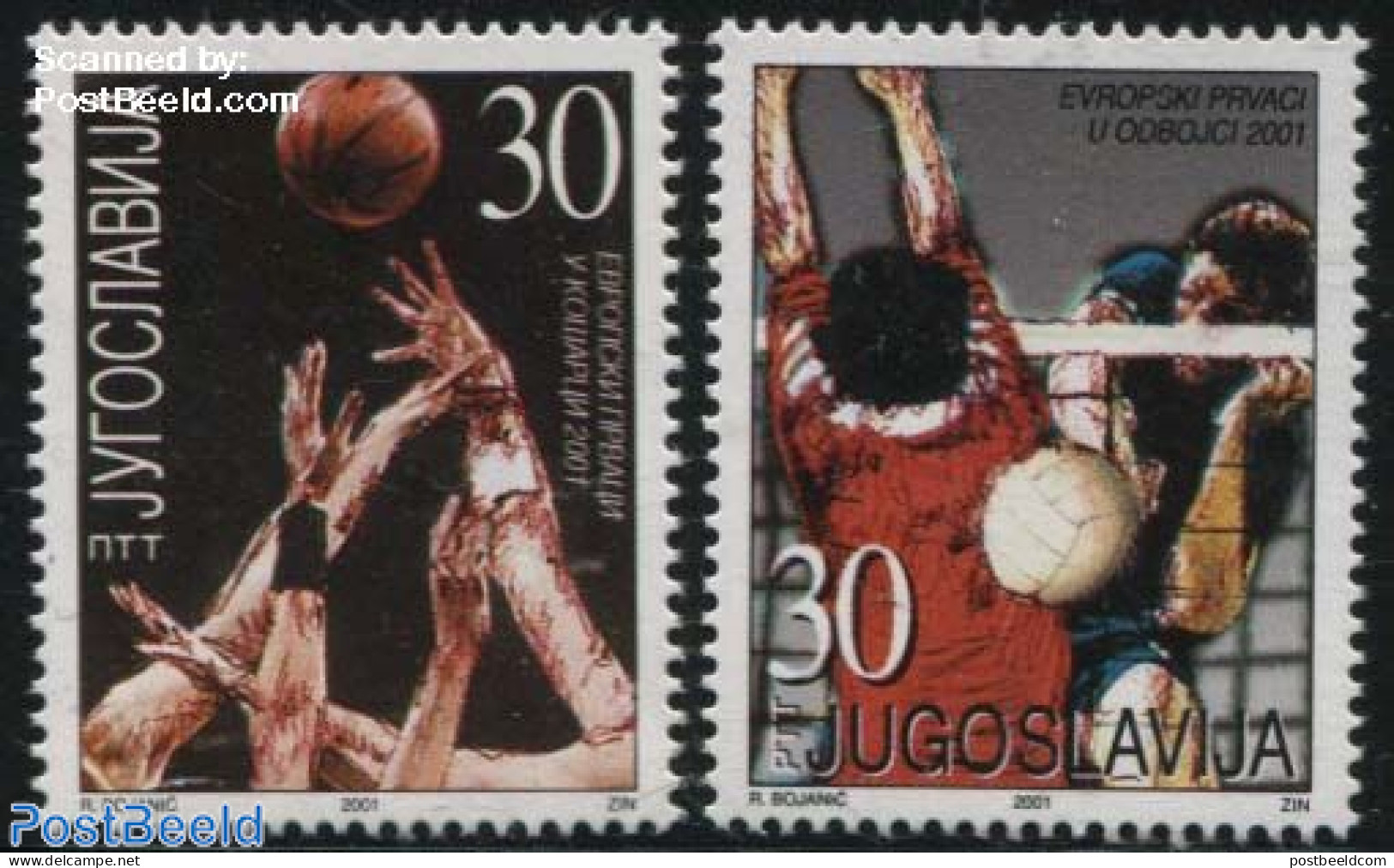 Yugoslavia 2001 Basketball/Volleyball 2v, Mint NH, Sport - Basketball - Sport (other And Mixed) - Volleyball - Neufs