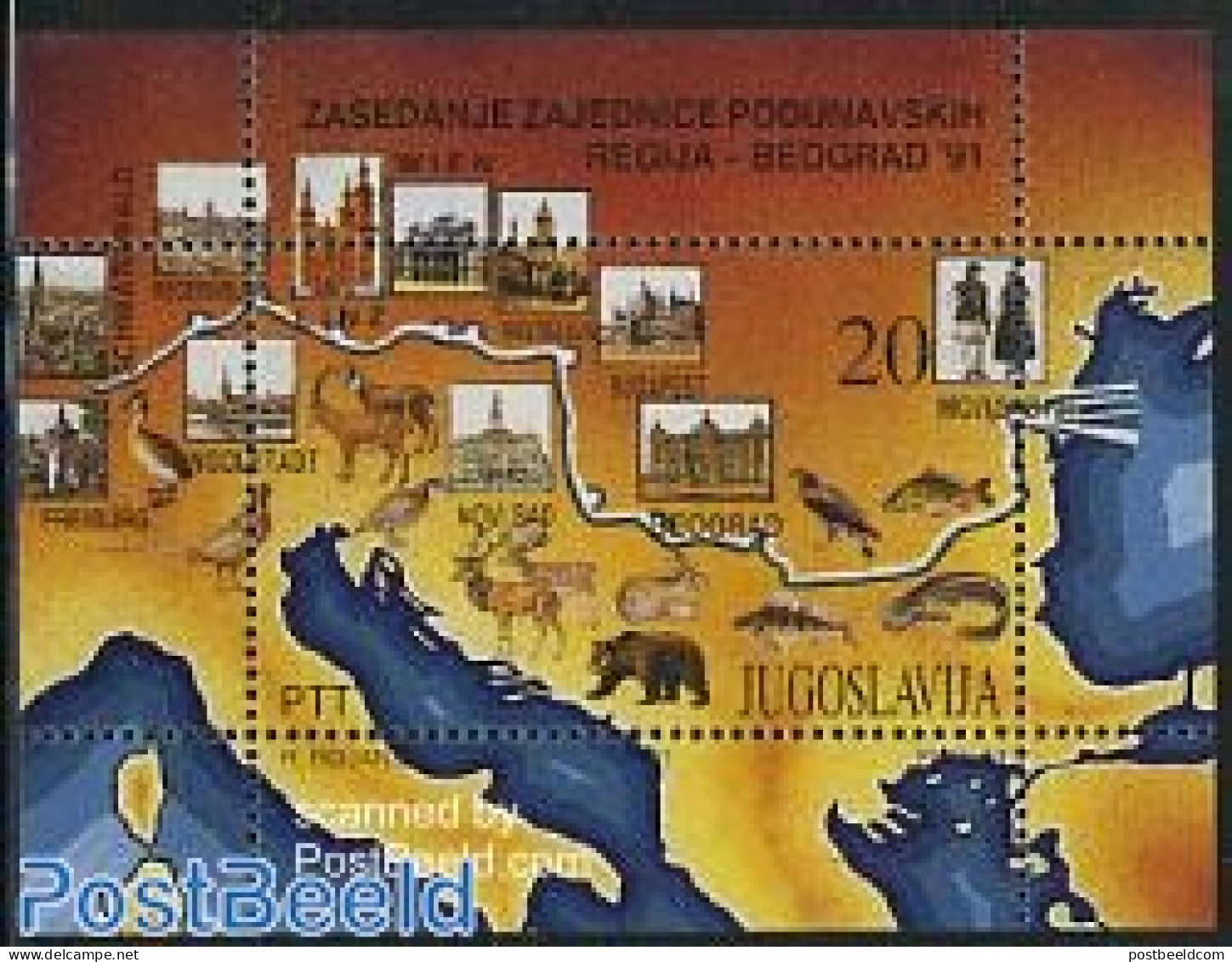 Yugoslavia 1991 Danube Cities Conference S/s, Mint NH, History - Nature - Various - Europa Hang-on Issues - Animals (o.. - Unused Stamps