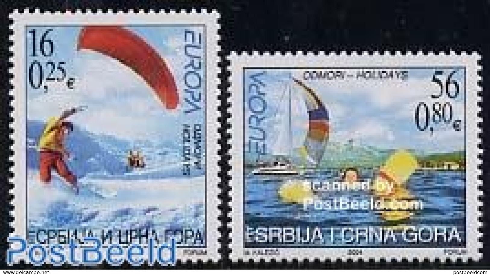 Serbia/Montenegro 2004 Europa 2v, Mint NH, History - Sport - Transport - Various - Europa (cept) - Parachuting - Saili.. - Parachutting