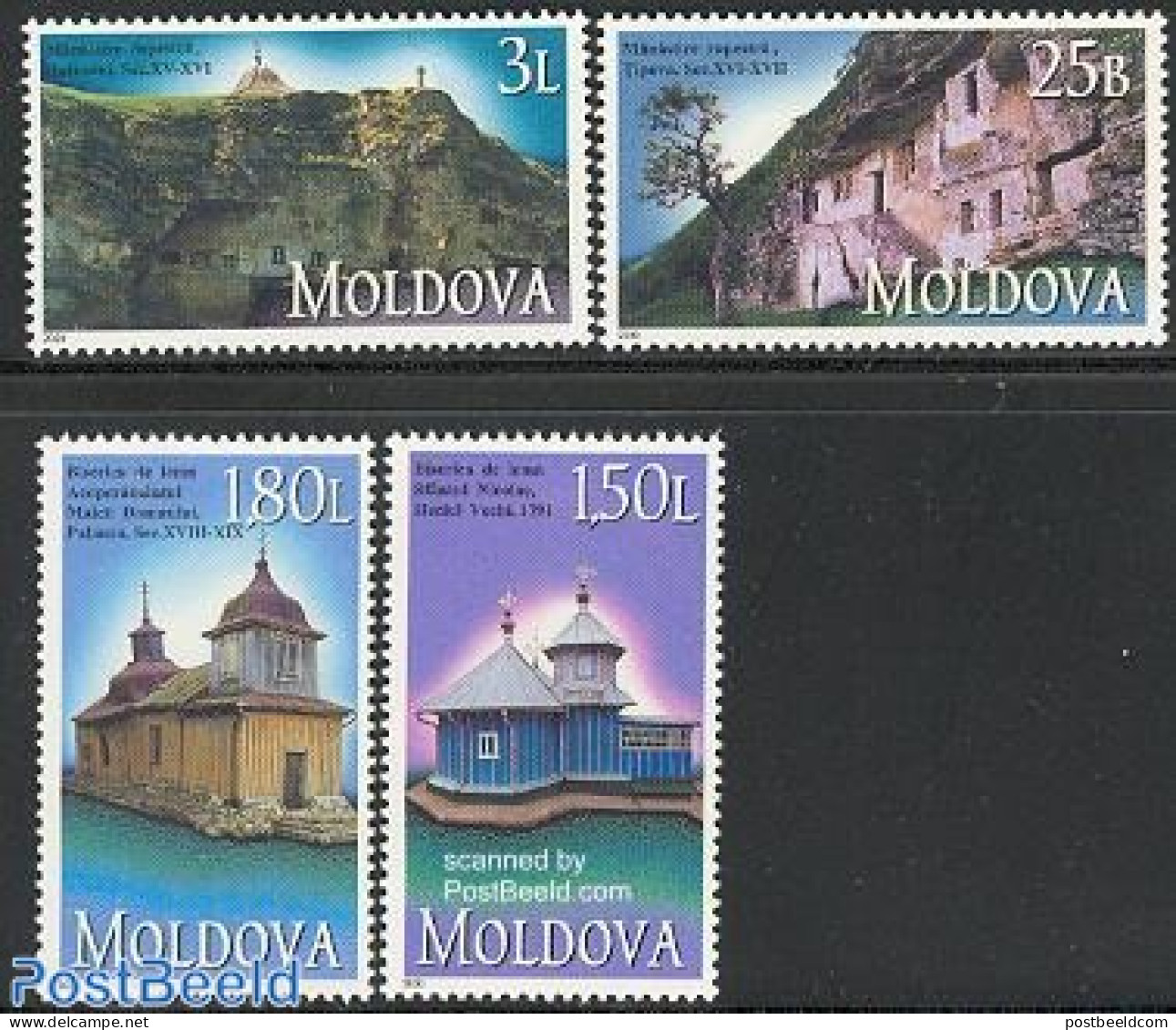 Moldova 2000 Churches, Cloister 4v, Mint NH, Religion - Churches, Temples, Mosques, Synagogues - Cloisters & Abbeys - Iglesias Y Catedrales