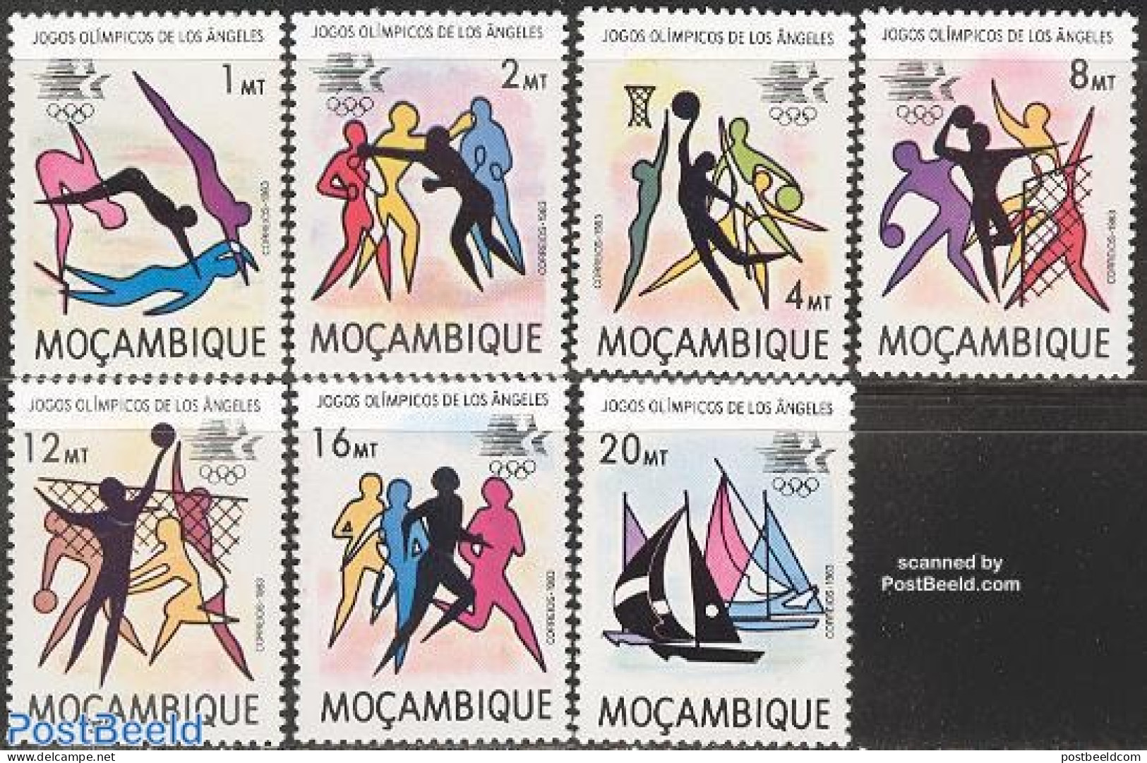 Mozambique 1983 Olympic Games Los Angeles 7v, Mint NH, Sport - Basketball - Handball - Olympic Games - Volleyball - Basketball