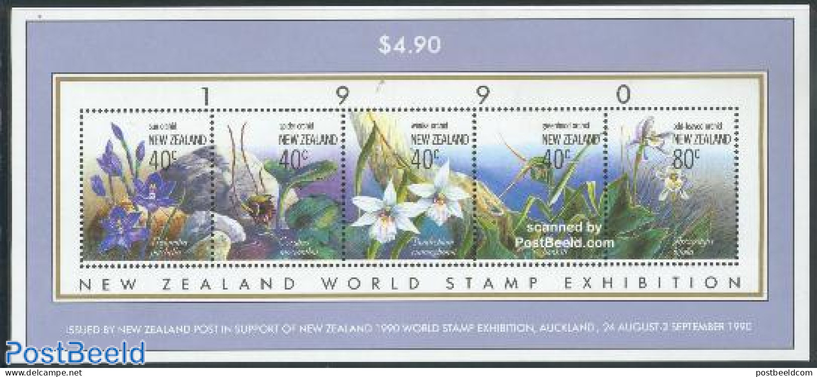 New Zealand 1990 New Zealand 90, Orchids S/s, Mint NH, Nature - Flowers & Plants - Orchids - Philately - Unused Stamps