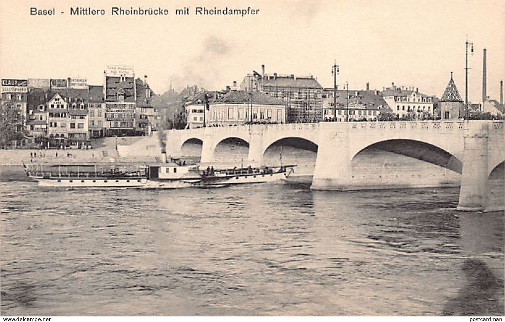 BASEL - Mittlere Rheinbrücke Mit Rheindampfer - Verlag Franco-Suisse  - Bâle