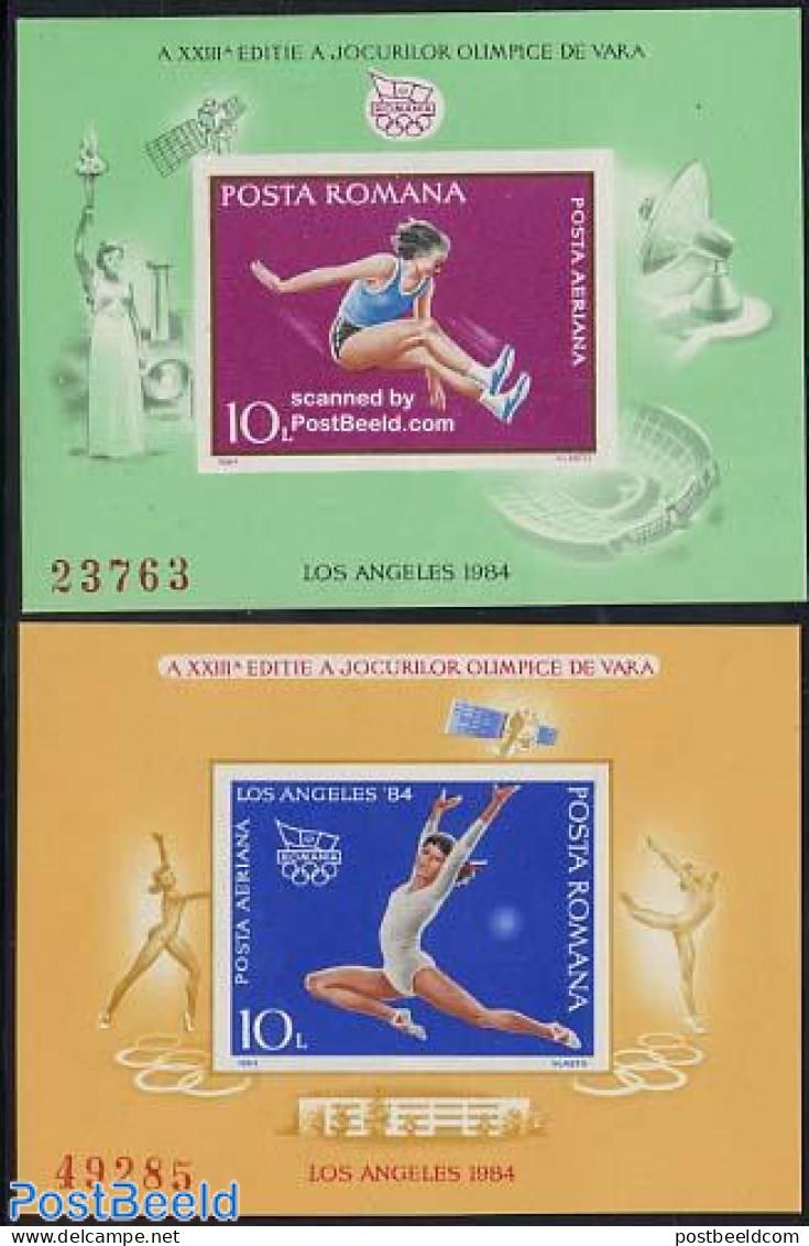 Romania 1984 Olympic Games Los Angeles 2 S/s, Mint NH, Sport - Athletics - Gymnastics - Olympic Games - Unused Stamps