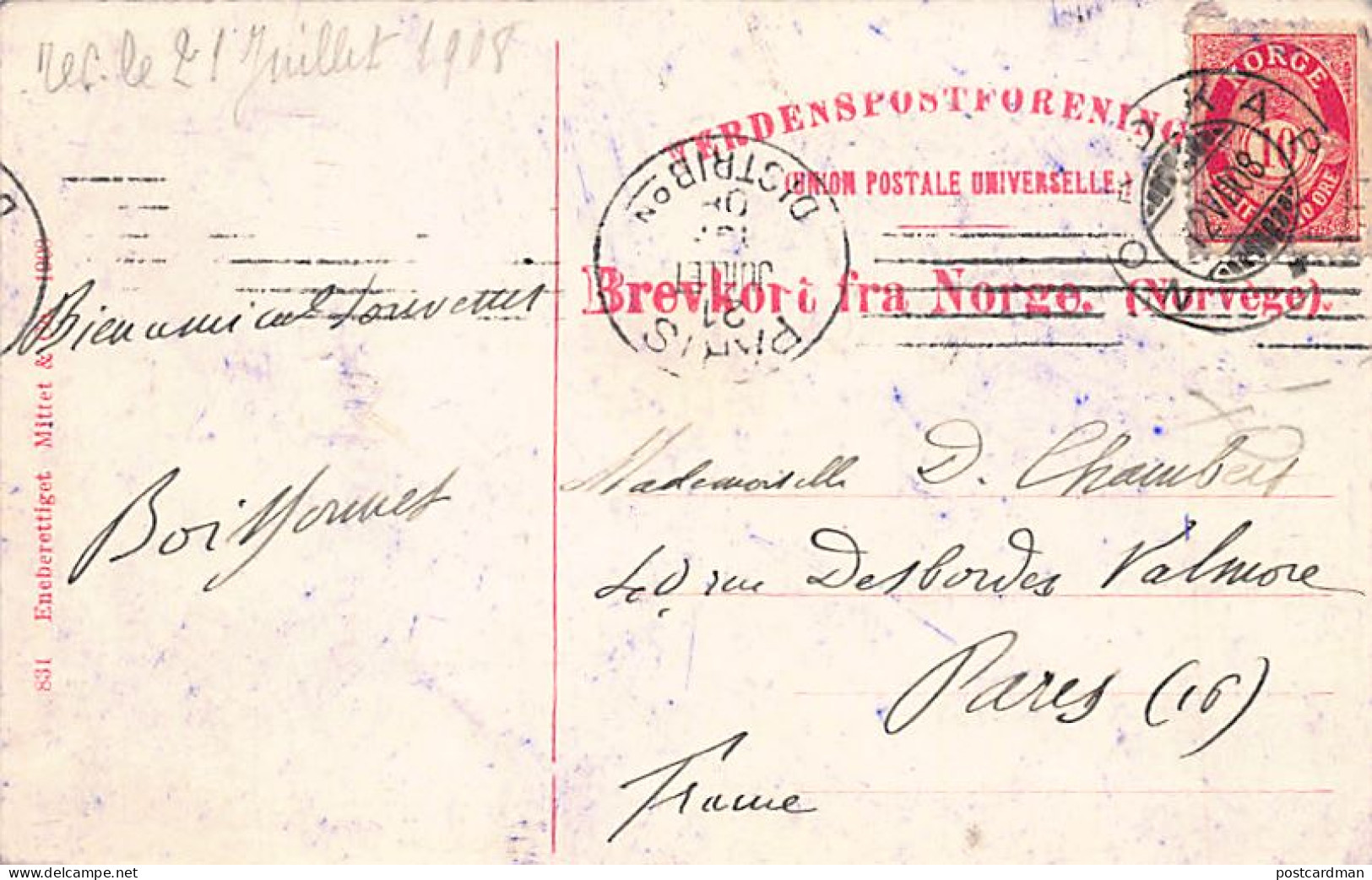 NORWAY - Midnatssol, Nordland - Year 1908 - Publ. Mittet & Co. 831 - Noruega