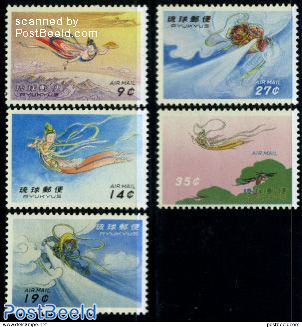 Ryu-Kyu 1961 Flying Gods 5v, Mint NH, Art - Fairytales - Contes, Fables & Légendes