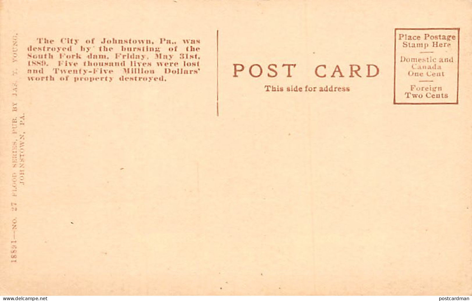 JOHNSTON (PA) Residence Of Col. Campbell - Johnston Flood, May 31st, 1889 - Andere & Zonder Classificatie