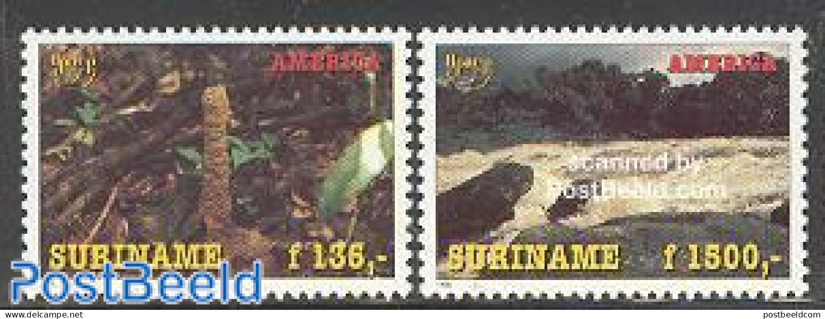 Suriname, Republic 1995 UPAE 2v, Mint NH, Nature - Trees & Forests - Water, Dams & Falls - U.P.A.E. - Rotary, Lions Club