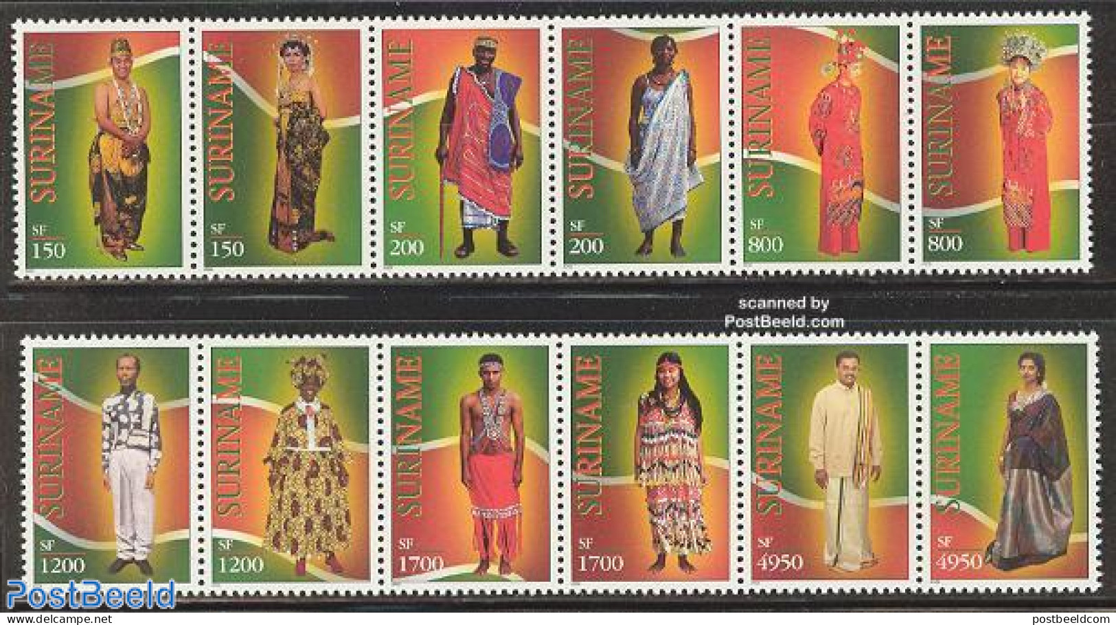 Suriname, Republic 2002 Costumes 12v (2x[:::::]), Mint NH, Various - Costumes - Costumes