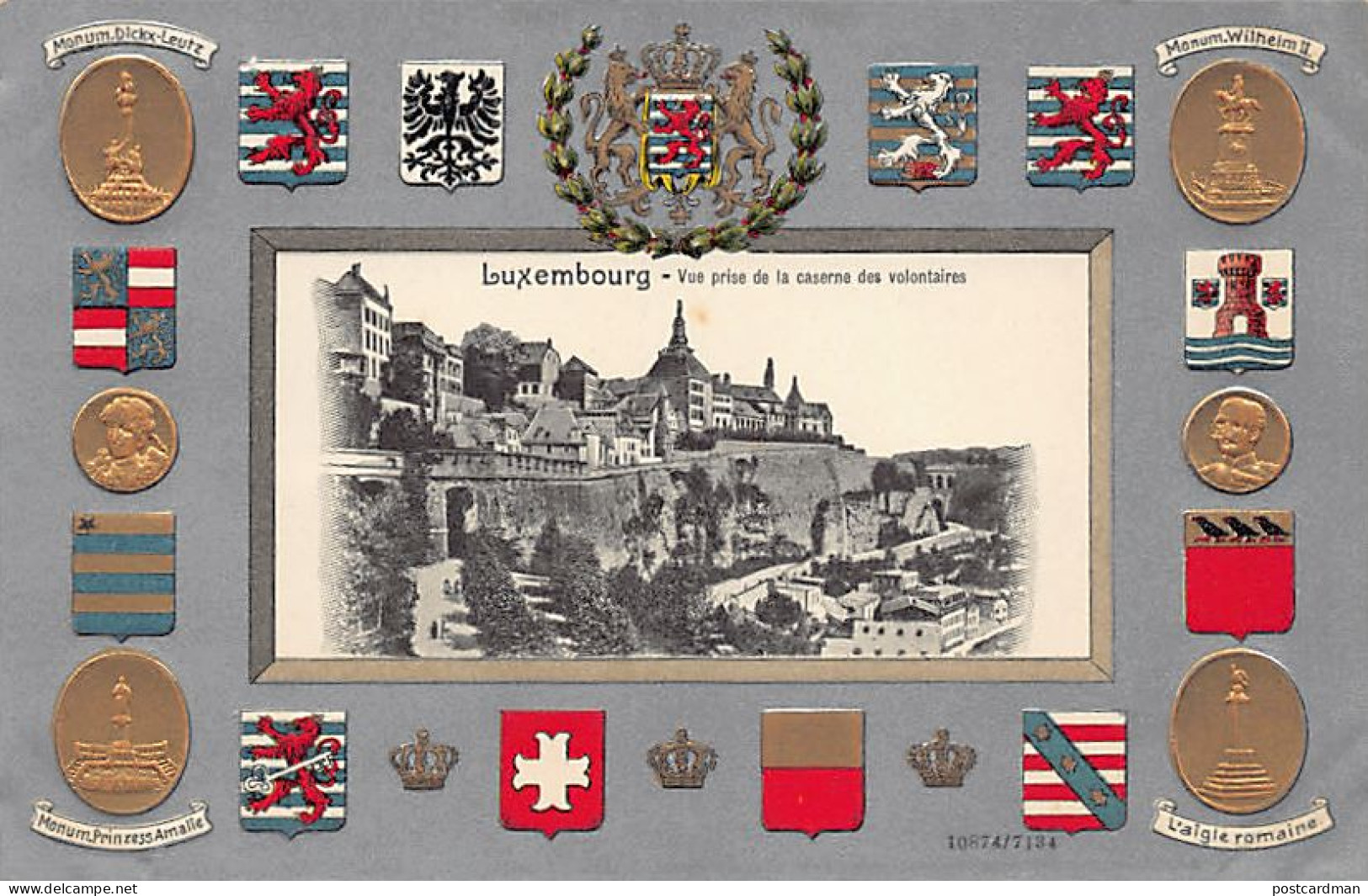 LUXEMBOURG-VILLE - Carte Gaufrée - Armoiries - Vue Prise De La Caserne Des Volontaires - Ed. H. Guggenheim & Co. 7134 - Luxemburg - Stadt
