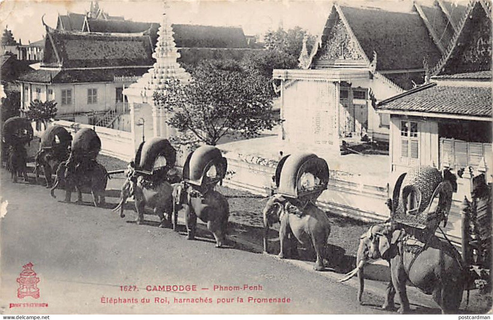Cambodge - PHNOM PENH - Eléphants Du Roi, Harnachés Pour La Promenade - Ed. P. Dieulefils 1627 - Kambodscha